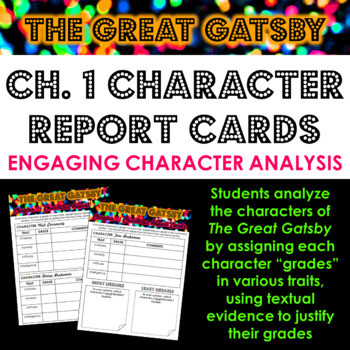 Preview of The Great Gatsby Chapter 1 Activity: Character Report Cards