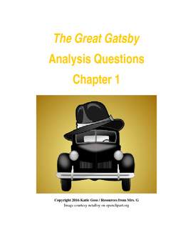 Preview of The Great Gatsby Chapter 1 Close Reading / Analysis Text-dependent Questions