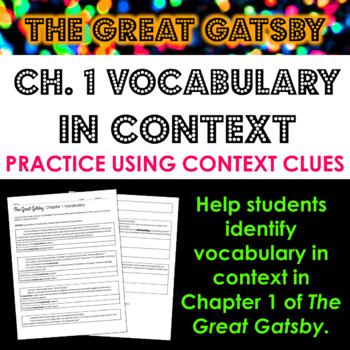Preview of The Great Gatsby Chapter 1 Vocabulary in Context Practice Worksheet