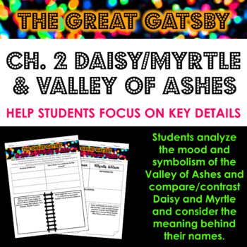 Preview of The Great Gatsby Chapter 2 Activities: Valley of Ashes, Daisy/Myrtle