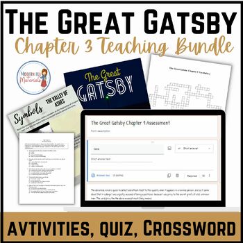 Preview of The Great Gatsby Chapter 3 Digital Bundle - Quiz, Activities, Vocabulary