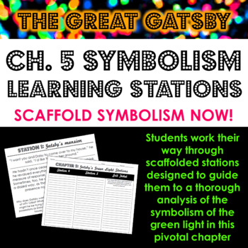 Preview of The Great Gatsby Chapter 5 Symbolism Stations or Group Work