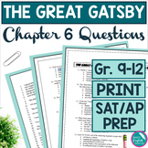 The Great Gatsby Chapter 6 AP SAT Style Multiple Choice Questions