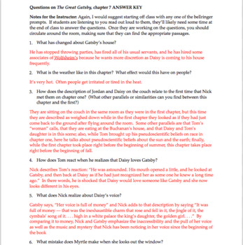 the great gatsby short answer questions