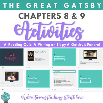 Preview of The Great Gatsby: Chapter 8 & 9  - Gatsby's Funeral & Close Reading {EDITABLE}