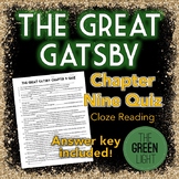 The Great Gatsby Chapter Nine Quiz - Cloze Reading Activity