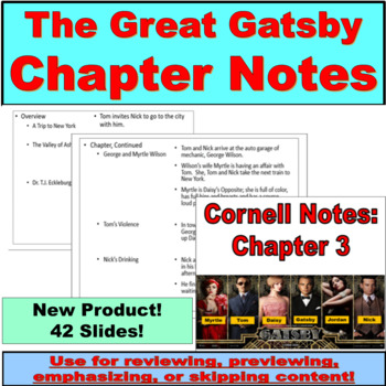Preview of The Great Gatsby:  Digital Chapter Notes