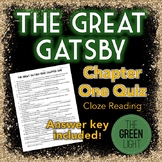 The Great Gatsby Chapter One Quiz - Cloze Reading Worksheet