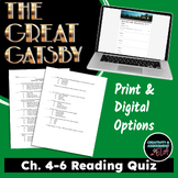 The Great Gatsby Chapters 4-6 Reading Check Quiz | Print &