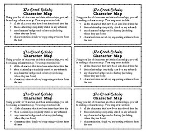 Preview of The Great Gatsby - Character Map Task Cards