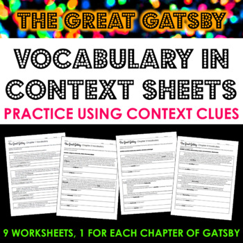 Preview of The Great Gatsby Complete Vocabulary in Context Bundle