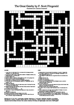 Great Gatsby Crossword - WordMint