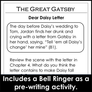 the great gatsby letter assignment