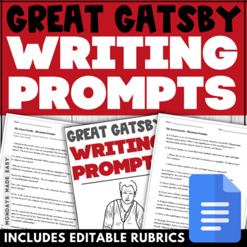 Preview of The Great Gatsby Discussion Questions - 20 Essay Questions and Writing Prompt