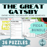 The Great Gatsby Entire Novel Vocabulary Word Searches and