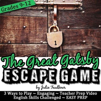 Preview of Escape Room Break Out Box Game, The Great Gatsby (Movie or Novel)