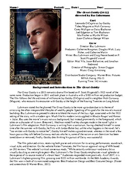 Preview of The Great Gatsby Film (2013) Study Guide Movie Packet