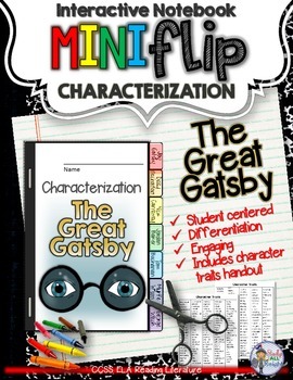 Preview of The Great Gatsby: Interactive Notebook Characterization Mini Flip