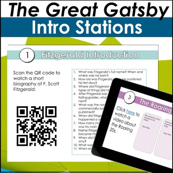 Preview of The Great Gatsby Introduction, Pre-Reading Stations Activity