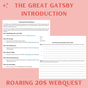 Preview of The Great Gatsby Introduction: Roaring 20s Webquest