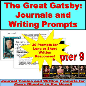 Preview of The Great Gatsby: Digital Journals, Writing Prompts