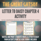 The Great Gatsby Letter To Daisy Chapter 4 Activity | Digi