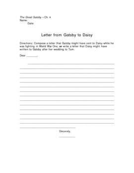 the great gatsby letter assignment