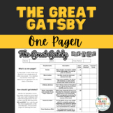 The Great Gatsby One-Pager Novel Study Activity