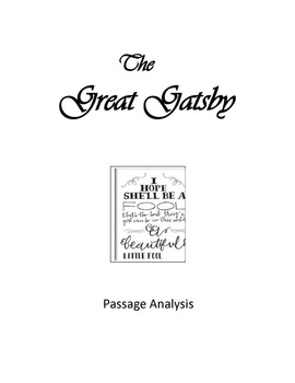 Preview of The Great Gatsby Passage Analysis and Expository Writing Assignment