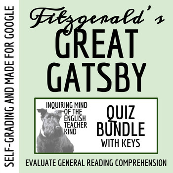 Preview of The Great Gatsby Quiz and Answer Key Bundle for Google Drive (Self-Grading)