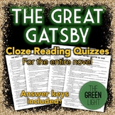 The Great Gatsby Quizzes: Cloze Reading Passages For the Entire Novel