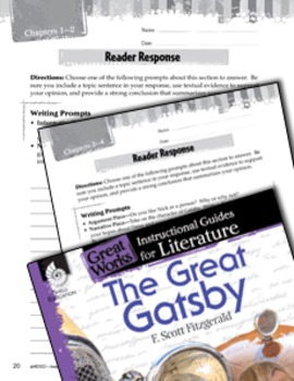 Preview of The Great Gatsby Reader Response Writing Prompts