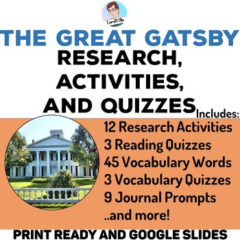 Preview of The Great Gatsby Research, Activities, and Quizzes