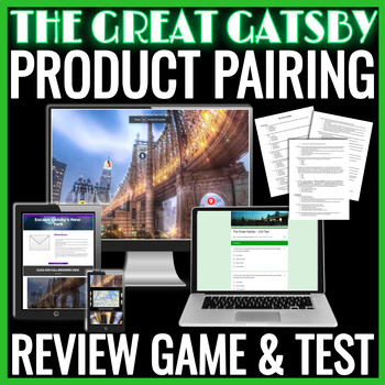 Preview of The Great Gatsby Review Game Escape Room and Final Unit Test Assessment Pairing