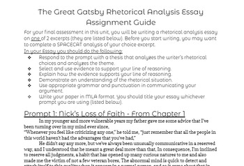 gatsby rhetorical analysis essay