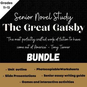 Preview of The Great Gatsby Unit BUNDLE for Senior High School English, Grade 12, Year 13