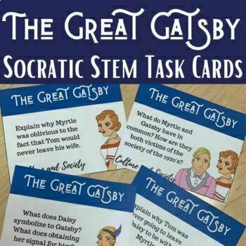 Preview of The Great Gatsby Socratic Seminar Question Cards (Digital and Print Options) 