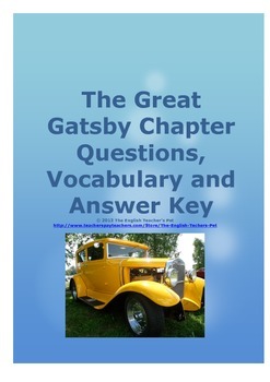 Preview of The Great Gatsby Study questions, Vocabulary and Answer Key