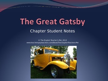 Preview of The Great Gatsby Theme, Motif and Chapter Notes PowerPoint