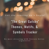 "The Great Gatsby" -Themes, Motifs, & Symbols Graphic Organizer
