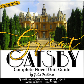 Preview of The Great Gatsby Unit Plan, Literature Guide, Lesson Plans