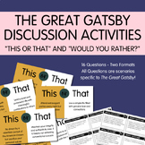 The Great Gatsby Would Your Rather Discussion Cards and Th