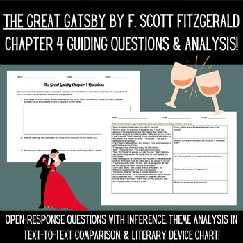 Preview of The Great Gatsby by F. Scott Fitzgerald - Chapter 4 Guiding Questions/Analysis!