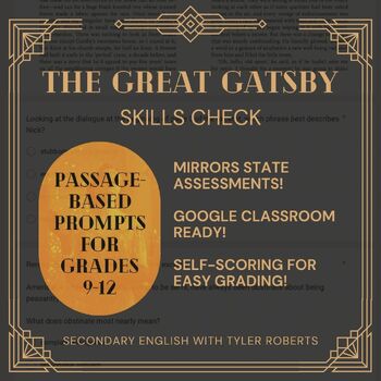 Preview of The Great Gatsby by F. Scott Fitzgerald Skills Test: Mirrors State Assessments