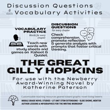Preview of The Great Gilly Hopkins | Katherine Paterson | Discussion Questions |Vocabulary