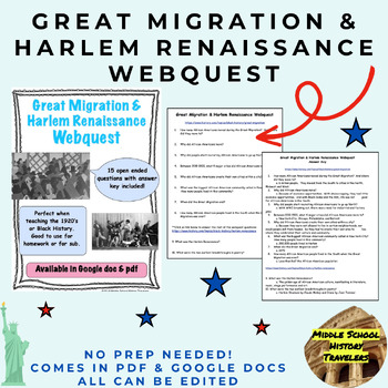 Preview of The Great Migration & Harlem Renaissance Webquest