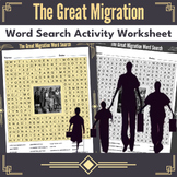 The Great Migration Word Search Puzzle Activity Worksheet