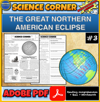 Preview of Great North American Solar Eclipse April 8th 2024:Reading Comprehension|5th-9th|