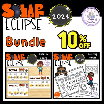 Preview of The Great North American Solar Eclipse 2024 : Coloring sheets + classroom decor