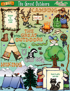 Preview of The Great Outdoors Clip Art for Camping, Hiking and Summer Camp by DJ Inkers